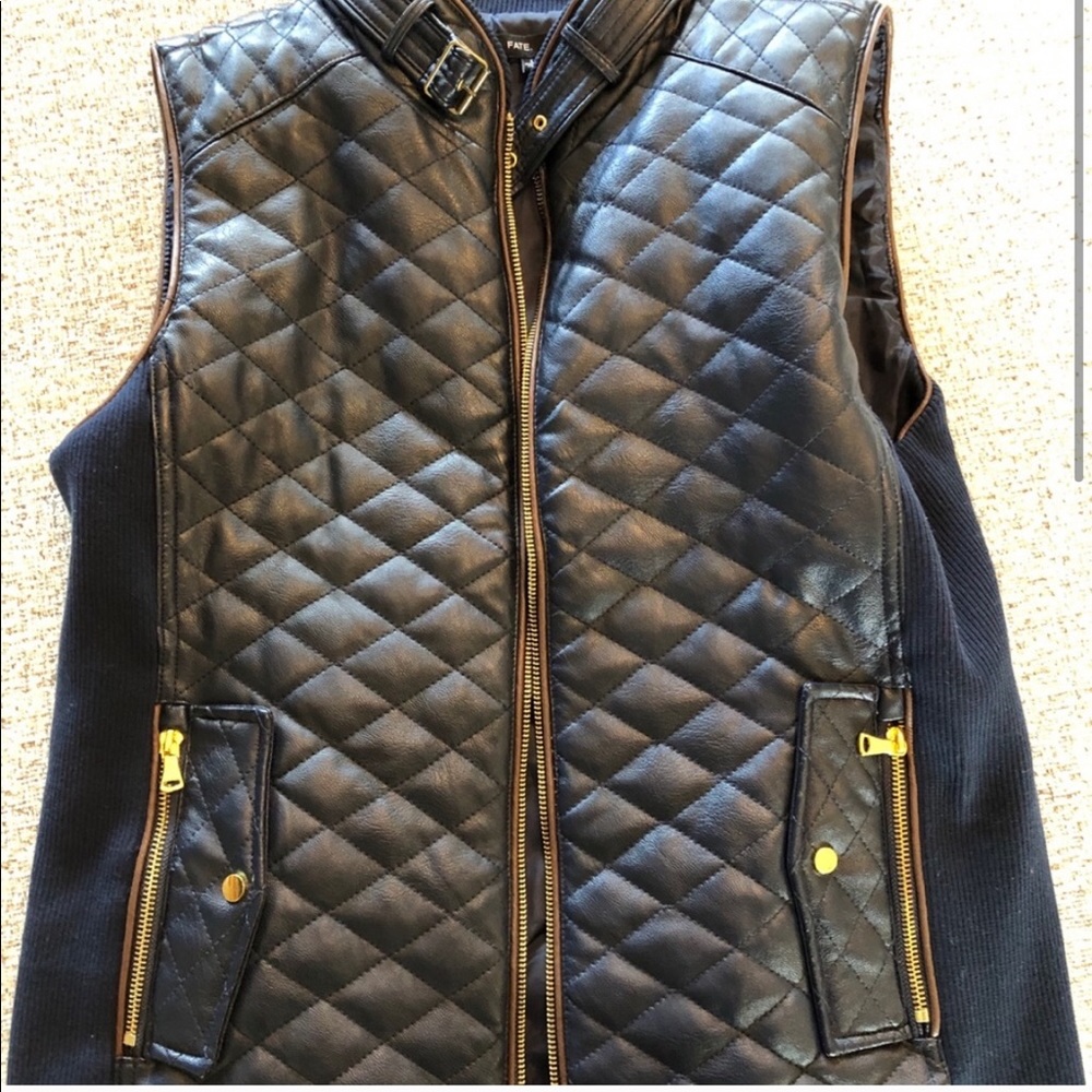 Fate Vegan Leather Navy Quilted Vest - Picture 9 of 9